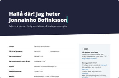 Generera fejkade personuppgifter